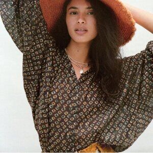 Anthropologie Pamela Brown Motif Printed Blouse